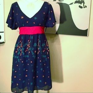 Fossil Adana Red And Blue Dress Size Small